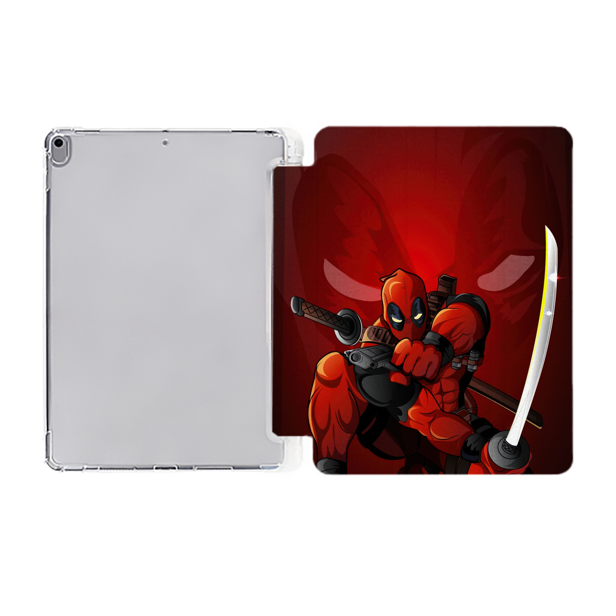 （画像用） Deadpool デッドプール IPad ケース ペン収納付き 三つ折りスタンド PUレザー×シリコン 対応機種9.5/10.5/10.9インチ